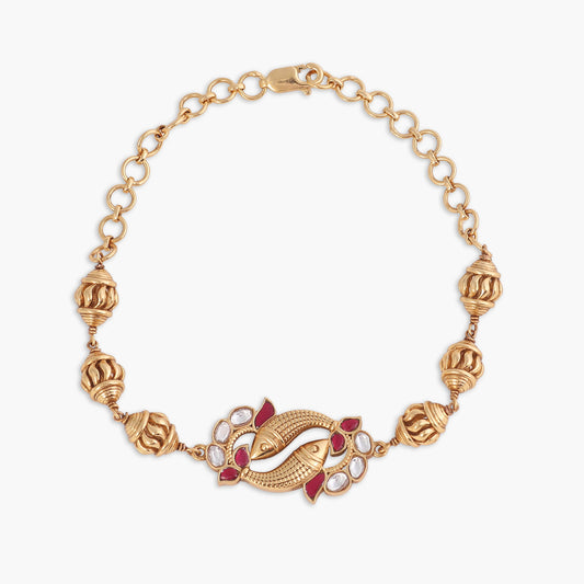 Kesar Kempu Antique Silver Bracelet