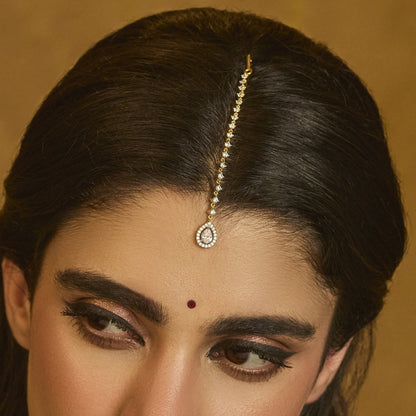 Ilisha CZ Silver Maang Tikka