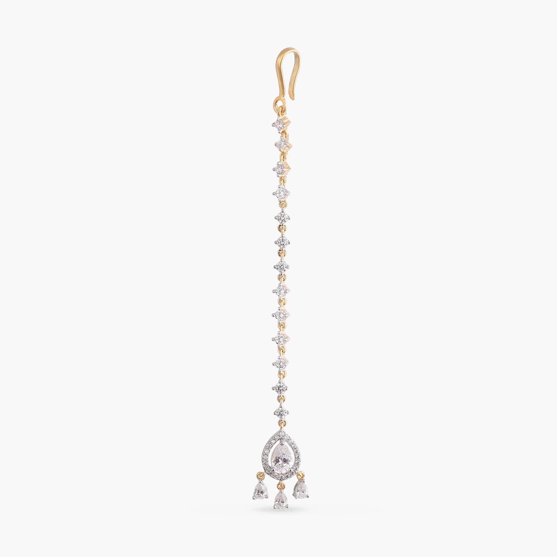 Svara CZ Drop Silver Maang Tikka