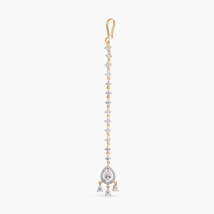 Svara CZ Drop Silver Maang Tikka