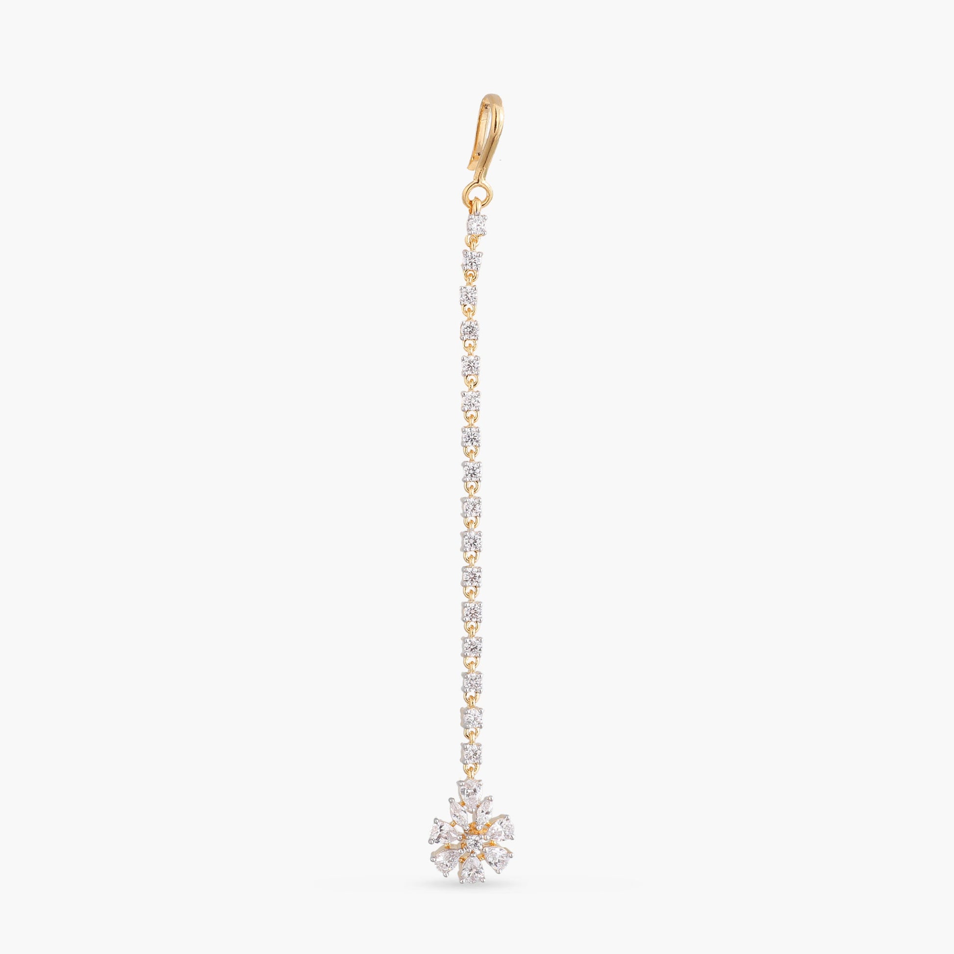 Nivara Floral CZ Silver Maang Tikka