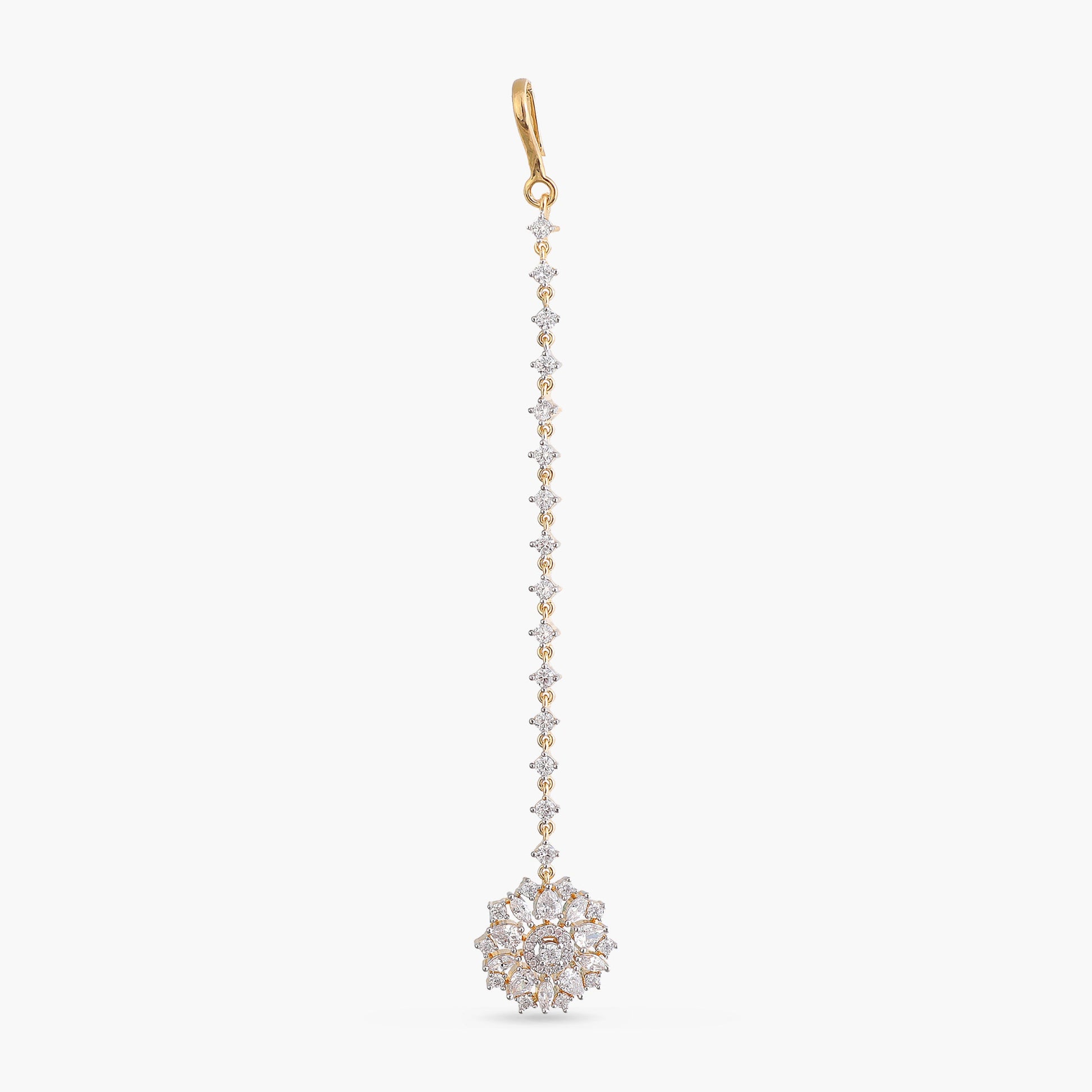 Elina Flora Motif CZ Silver Maang Tikka