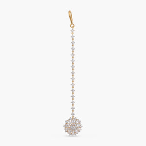 Elina Flora Motif CZ Silver Maang Tikka