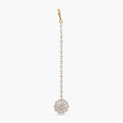 Elina Flora Motif CZ Silver Maang Tikka