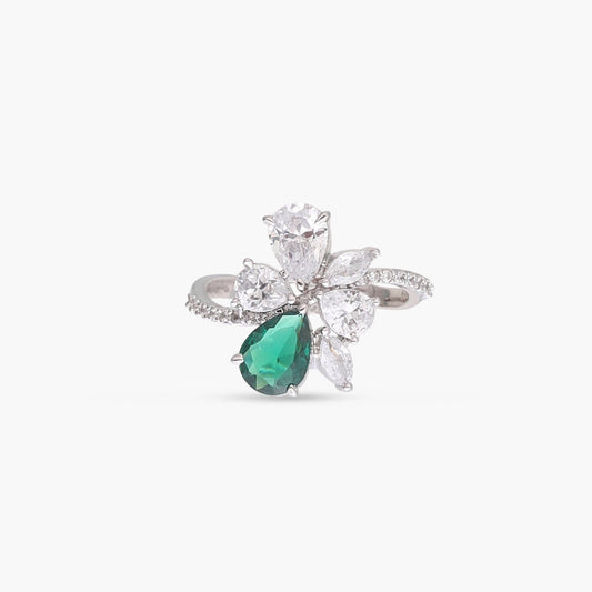 Orya Floral CZ Silver Ring