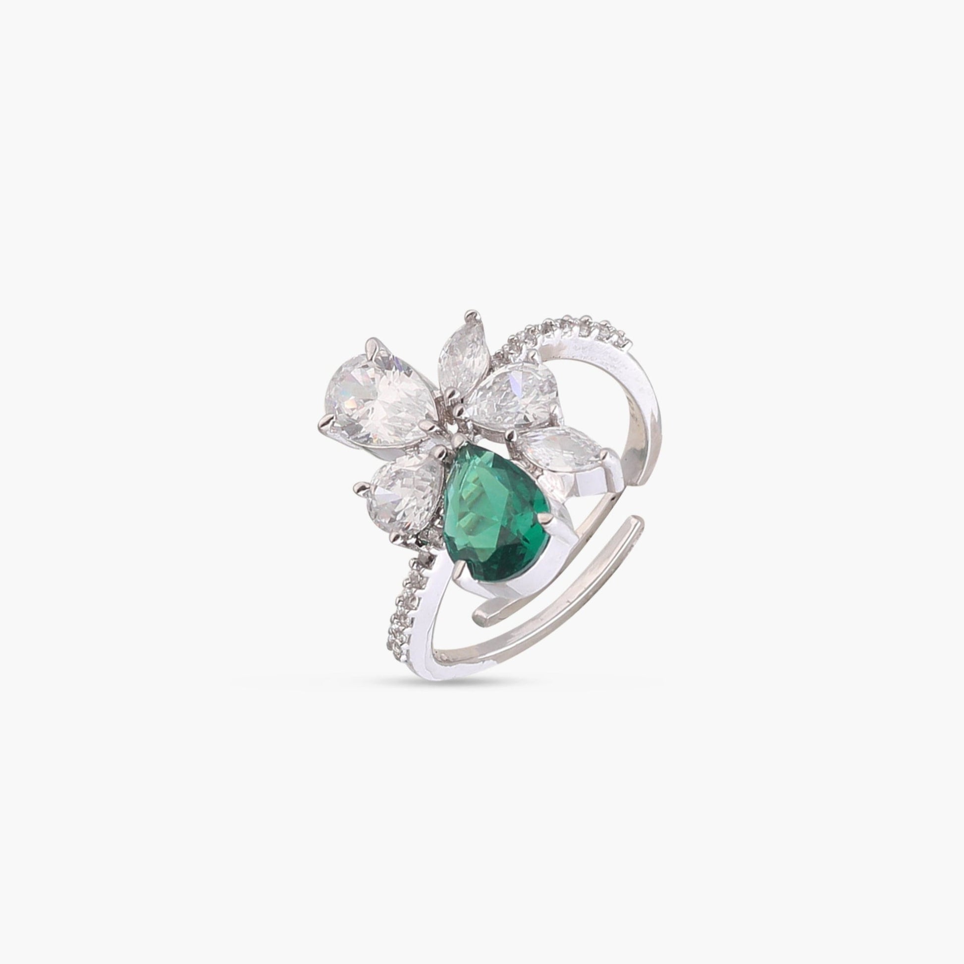 Orya Floral CZ Silver Ring