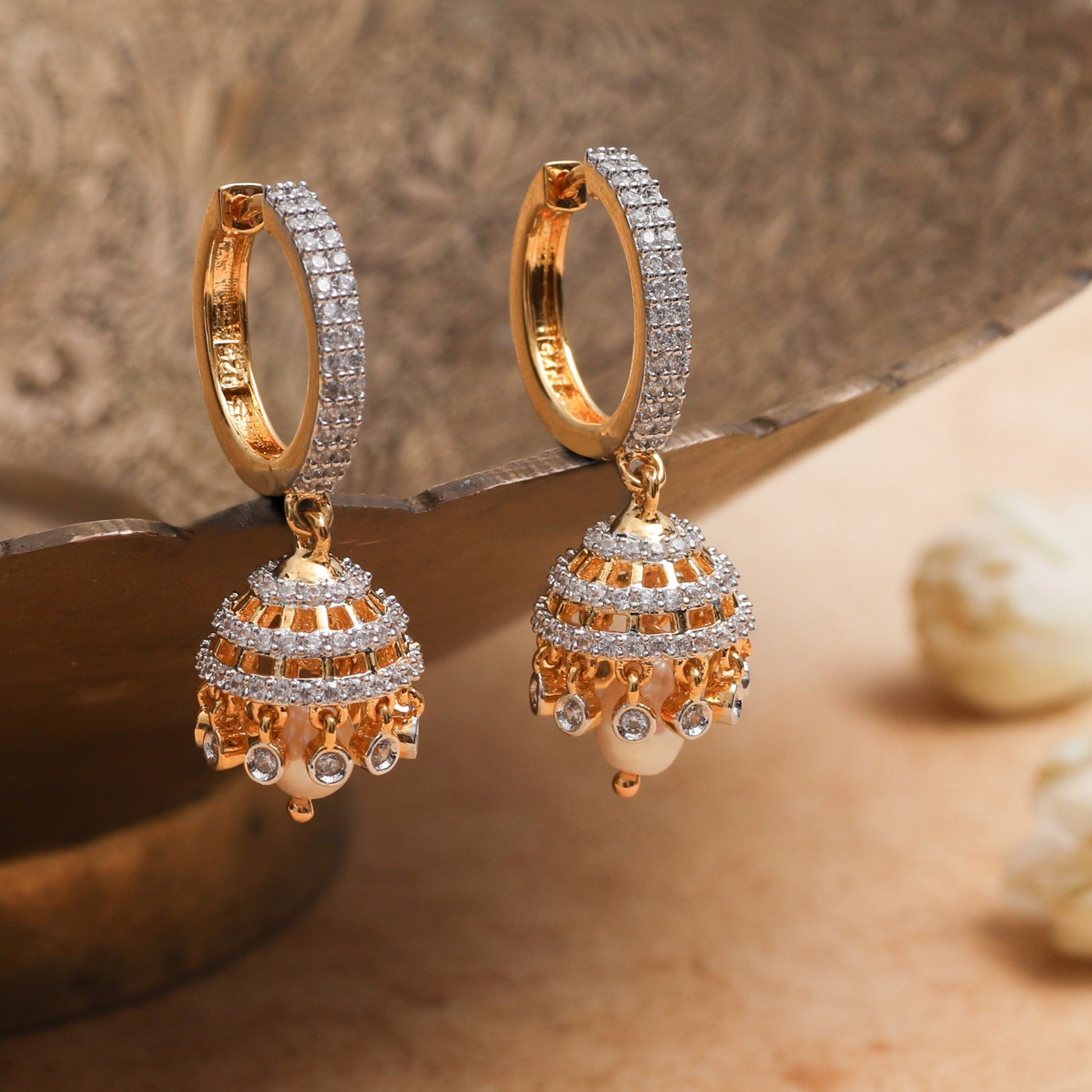 Antara CZ Silver Jhumkas