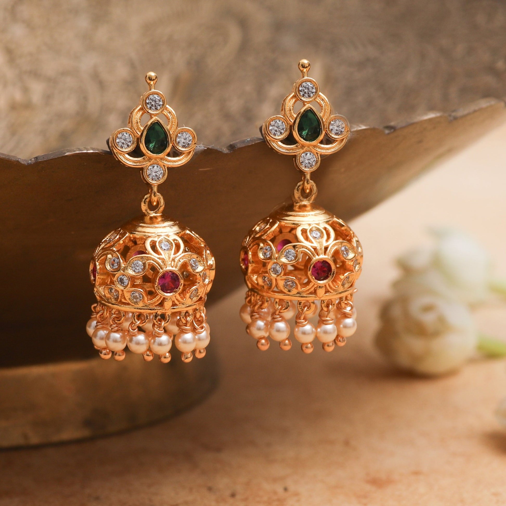 Tanira CZ Silver Jhumka Earrings