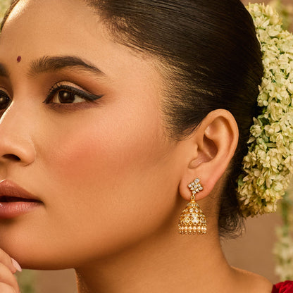 Veyna CZ Silver Jhumka Earrings