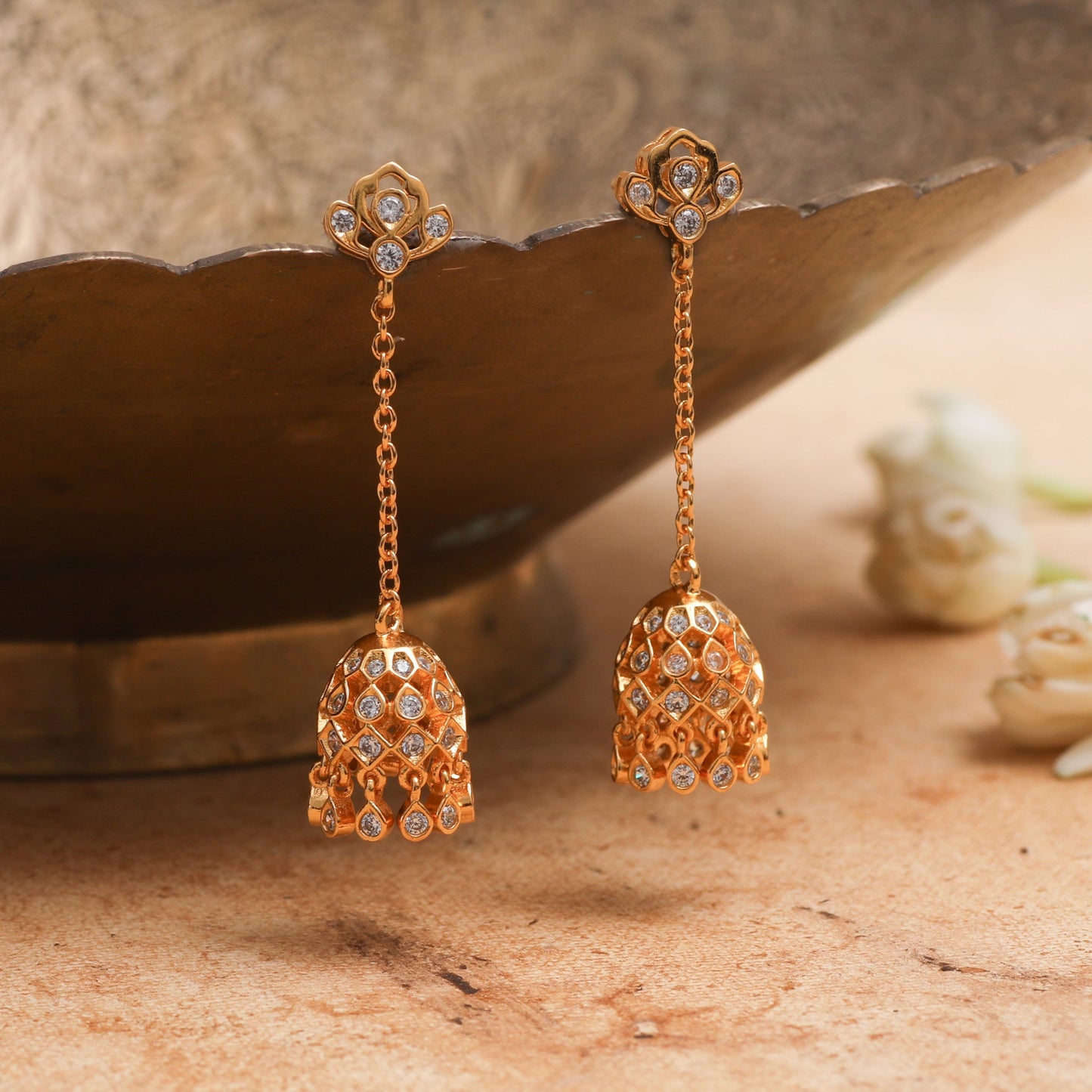 Ishira CZ Silver Jhumka Earrings