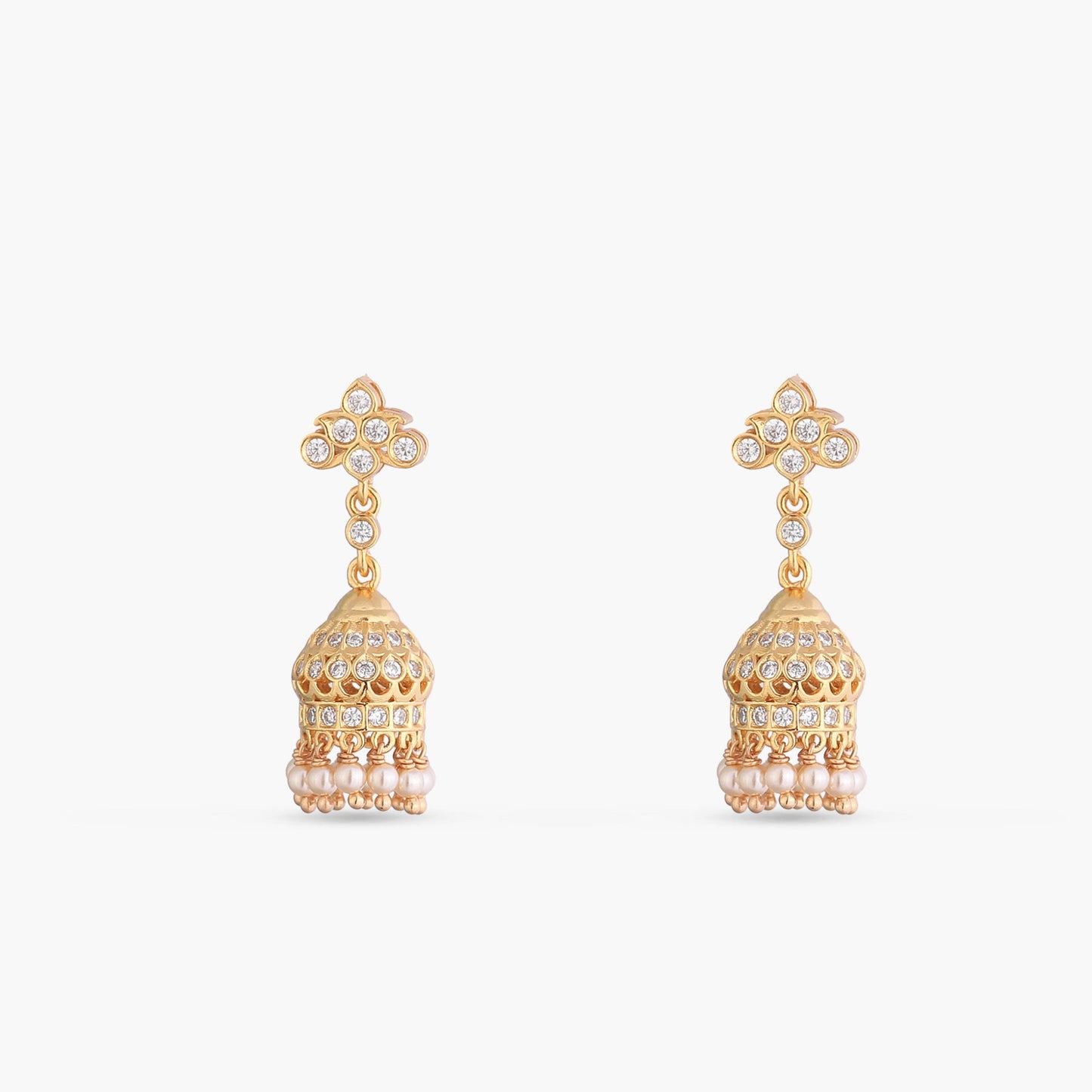 Ovika CZ Silver Jhumka Earrings