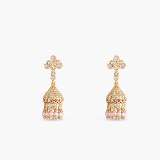 Ovika CZ Silver Jhumka Earrings