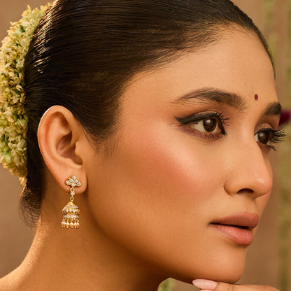 Ovika CZ Silver Jhumka Earrings