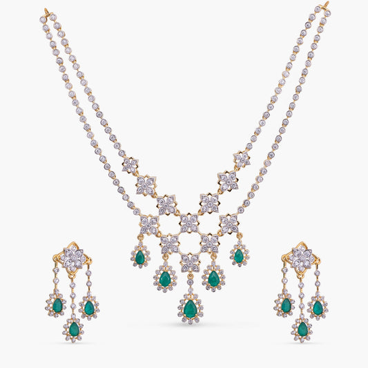 Tara CZ Silver Necklace Set
