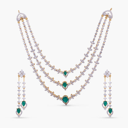 Ayla CZ Silver Necklace Set
