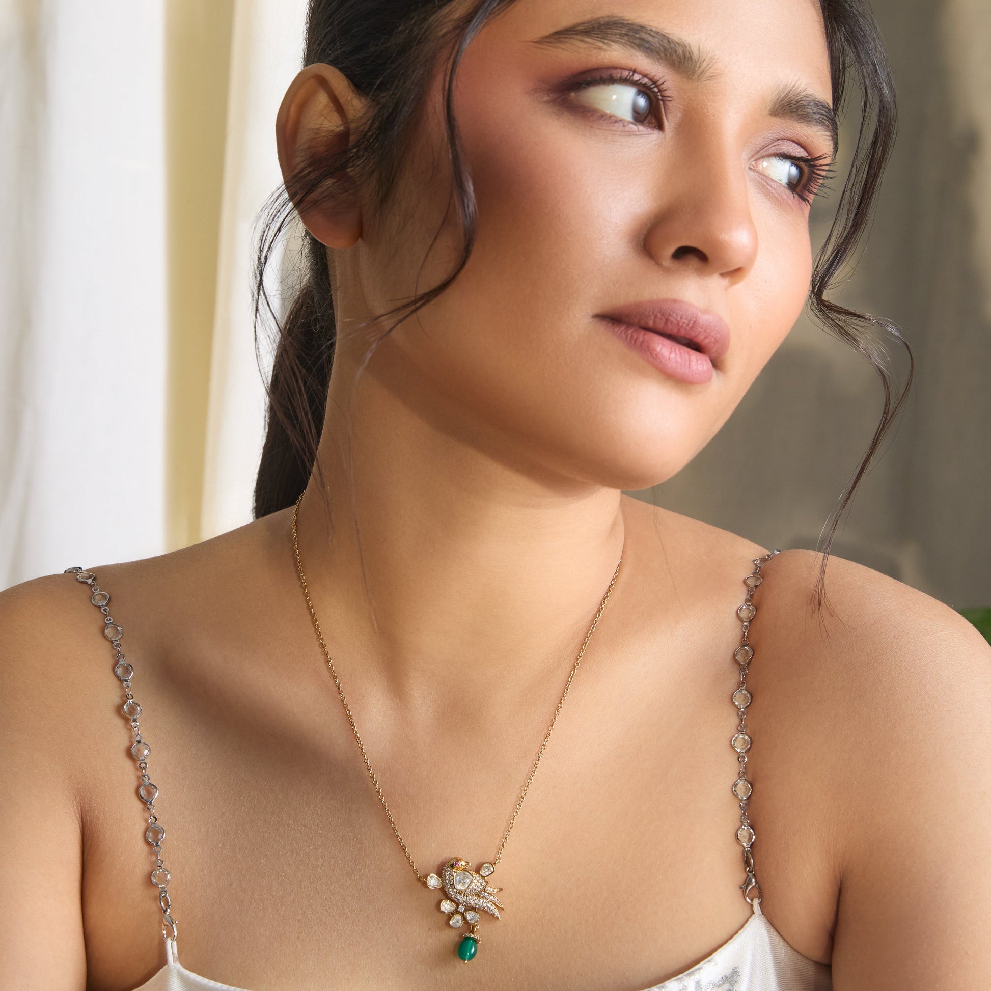 Rumi Moissanite Silver Pendant
