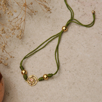 Swastik Shakti Gold Plated Silver Rakhi
