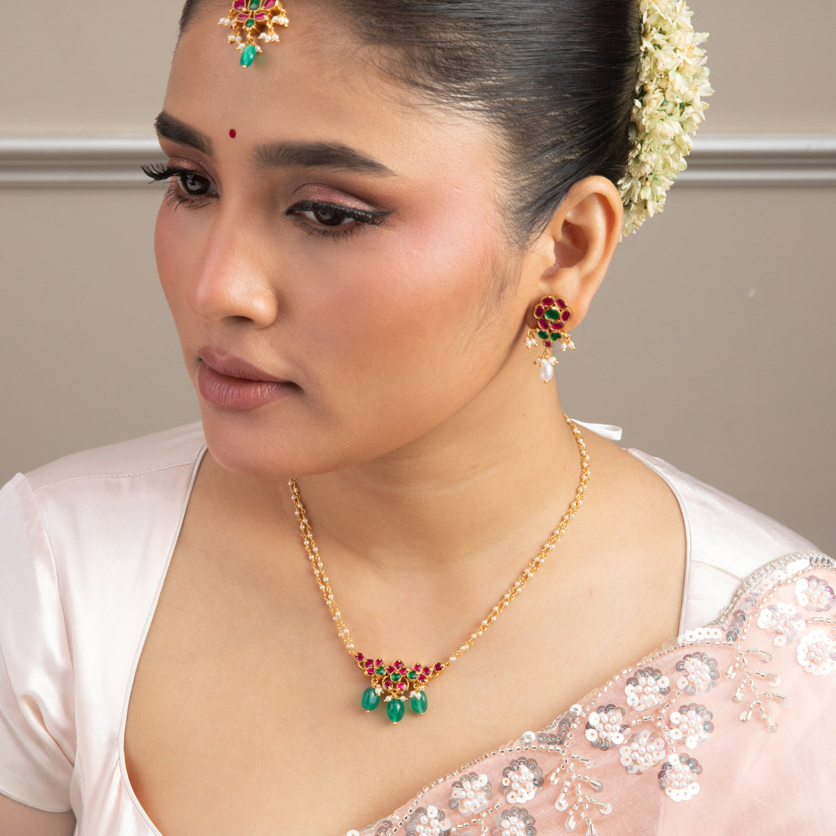 Tara Delicate Jadau Silver Necklace
