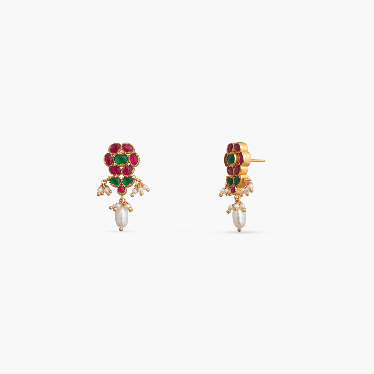 Avani Kempu Jadau Silver Stud Earrings