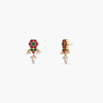 Avani Kempu Jadau Silver Stud Earrings
