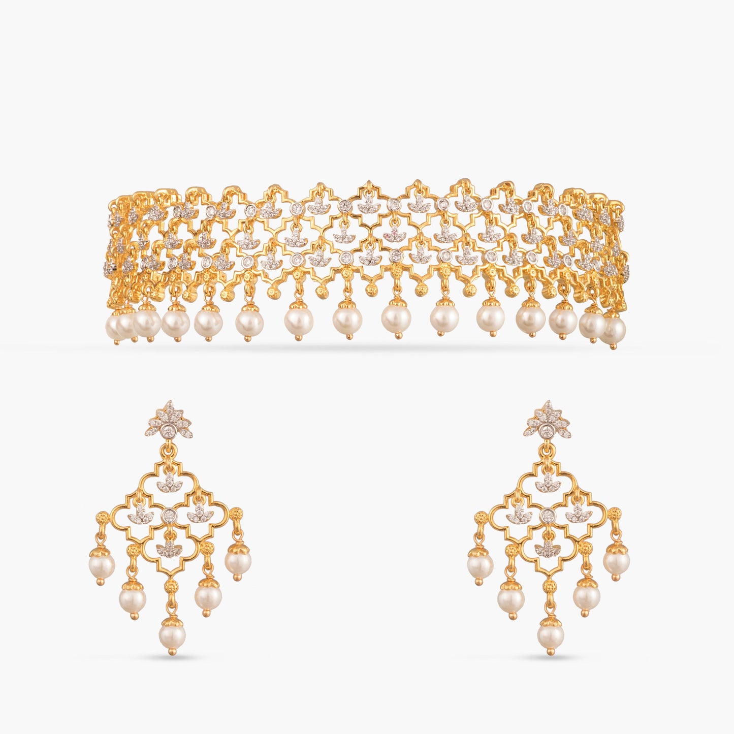 Advika CZ Silver Choker Set