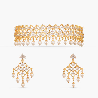 Advika CZ Silver Choker Set