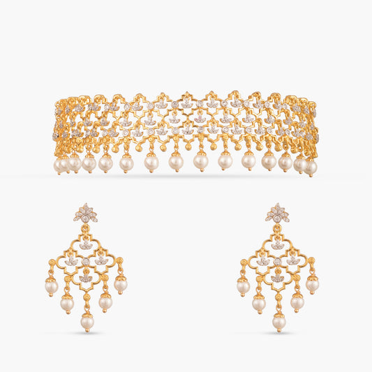 Advika CZ Silver Choker Set