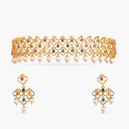 Saanvi CZ Silver Choker Set