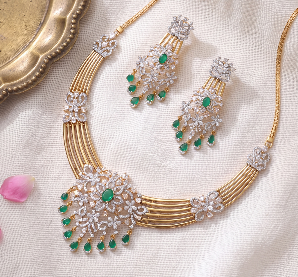 Glitz CZ Silver Necklace Set