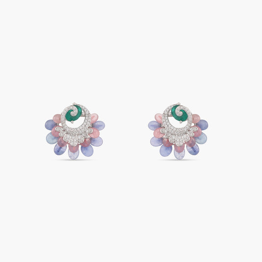 Floral Swirls CZ Stud Earrings