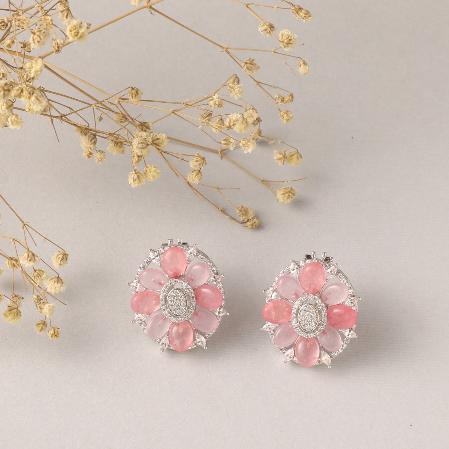 Aggregate more than 240 pink floral earrings