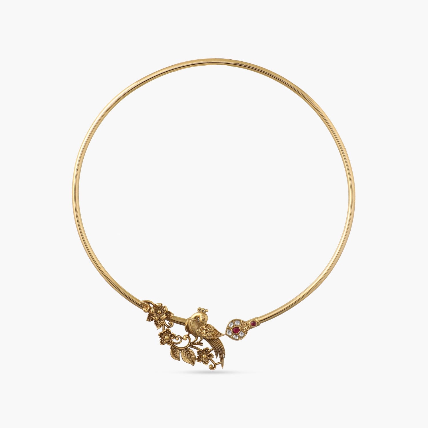 Mayurika Antique Gold Finish Silver Hasli Necklace 