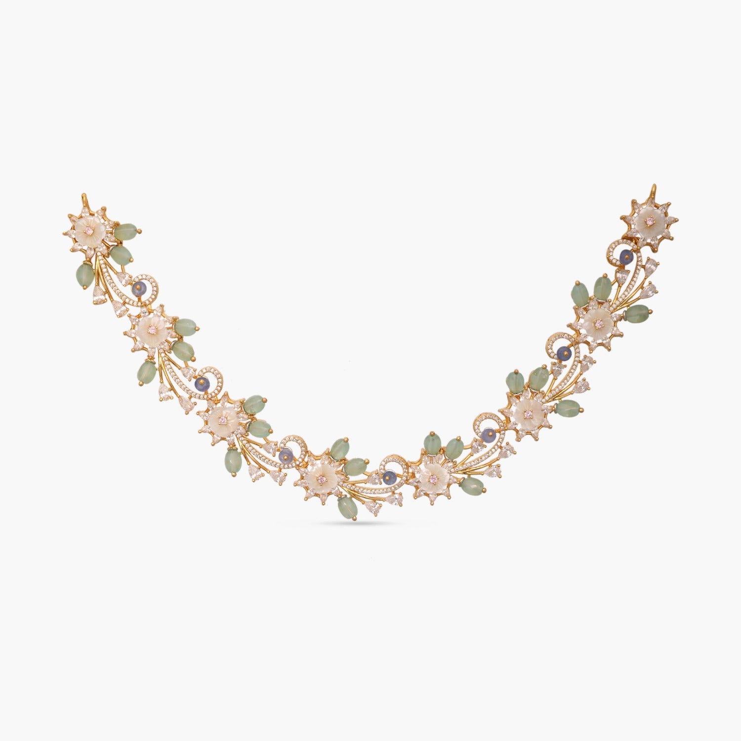 Blooming Floral CZ Silver Necklace