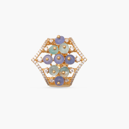 Simple Floral CZ Silver Finger Ring