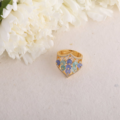 Simple Floral CZ Silver Finger Ring