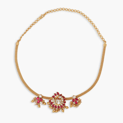 Mayura Kempu Jadau Silver Hasli Necklace