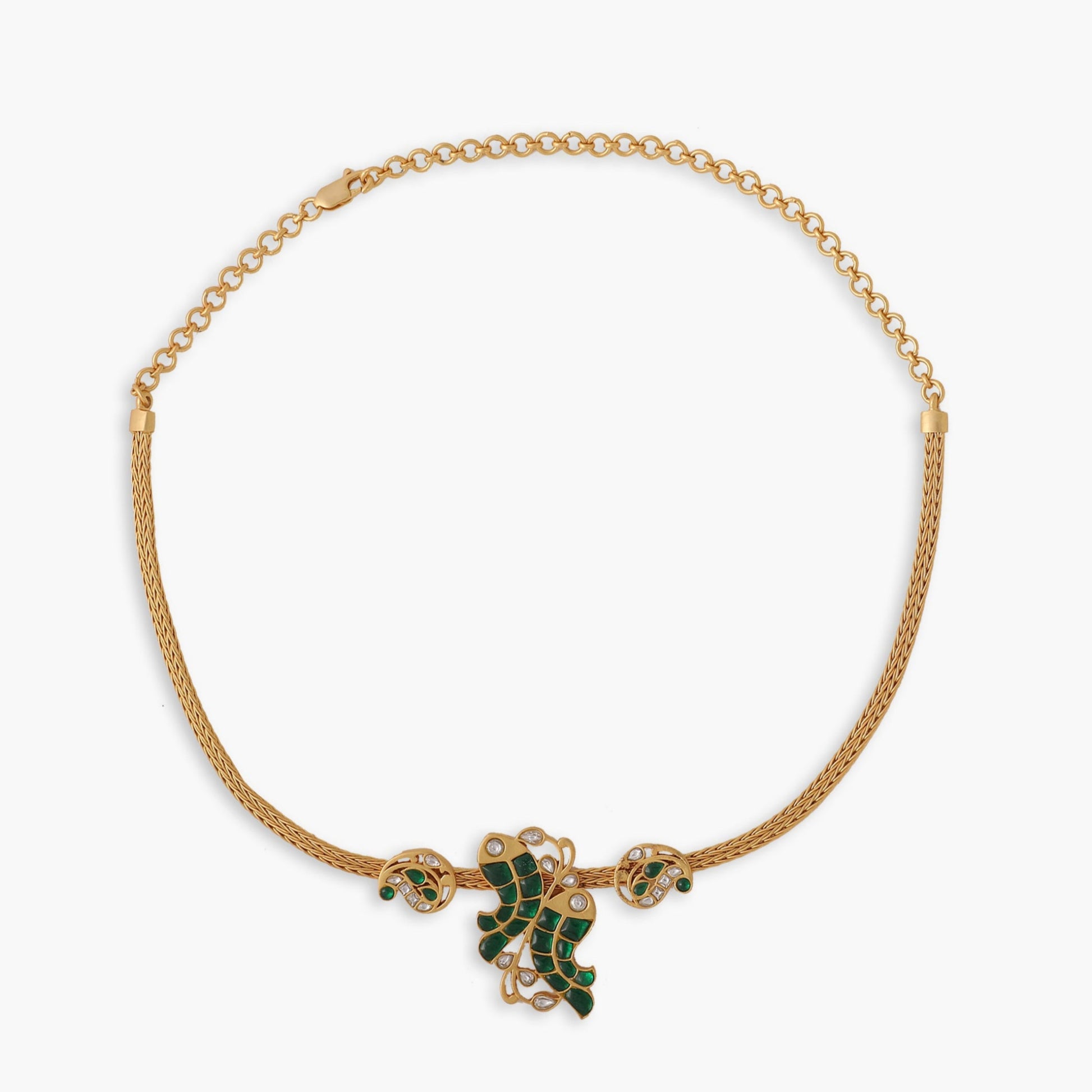 Meena Jadau Silver Hasli Necklace