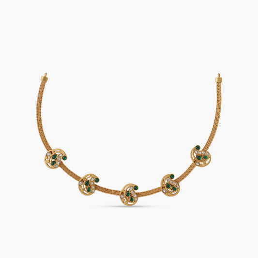 Paisley Jadau Silver Hasli Necklace