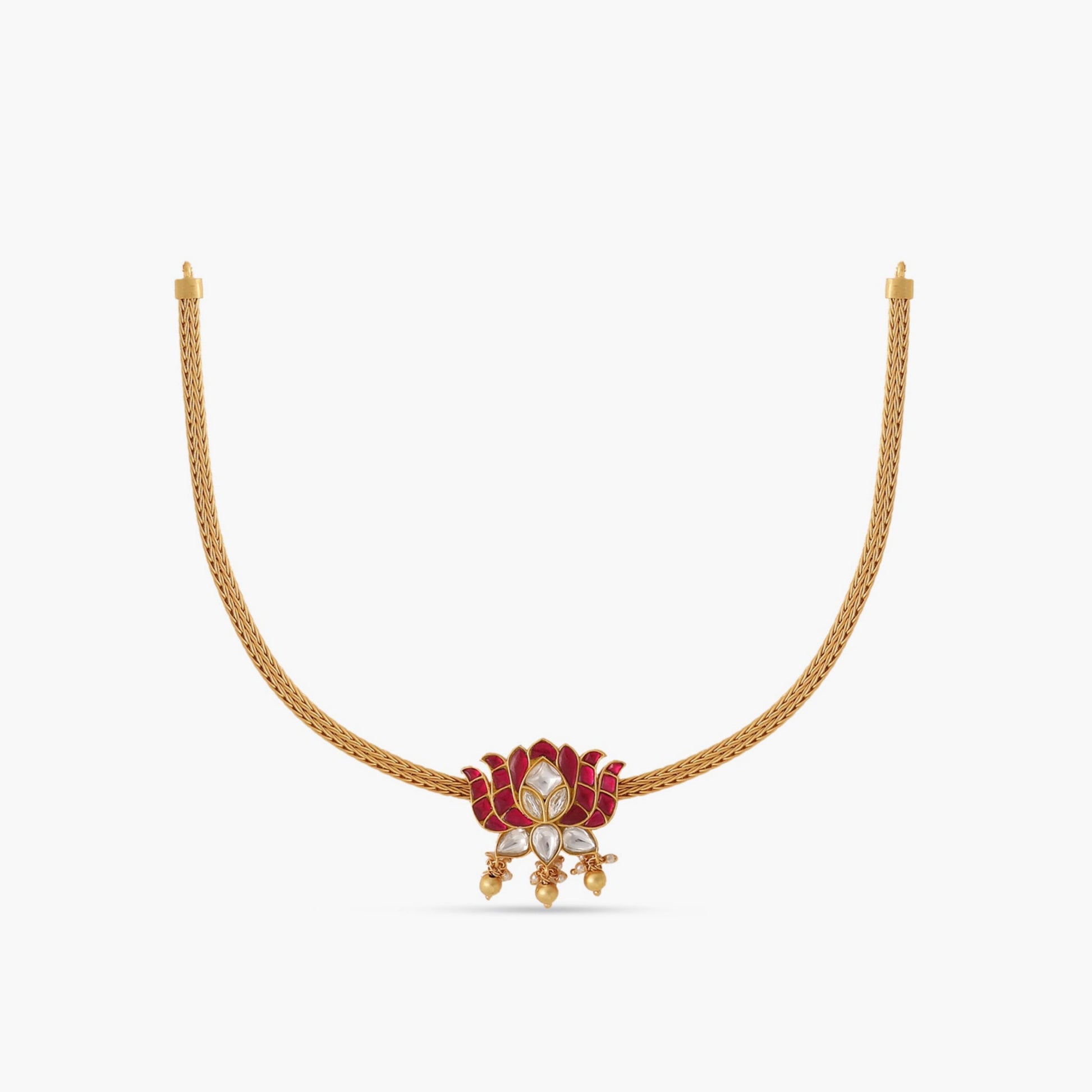 Kamala Kempu Jadau Silver Hasli Necklace