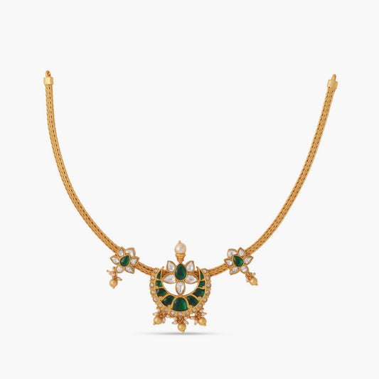 Chand Jadau Silver Hasli Necklace