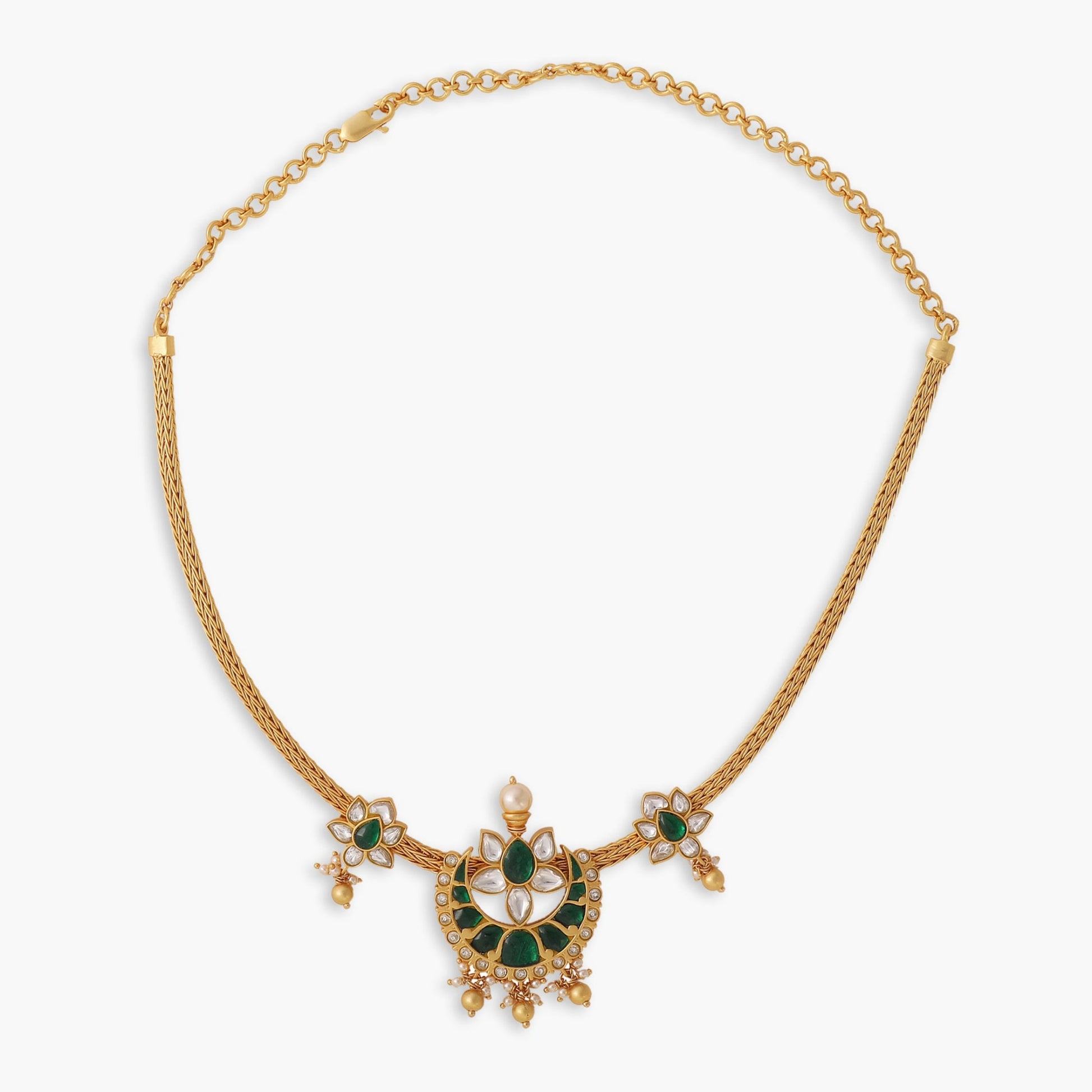 Chand Jadau Silver Hasli Necklace