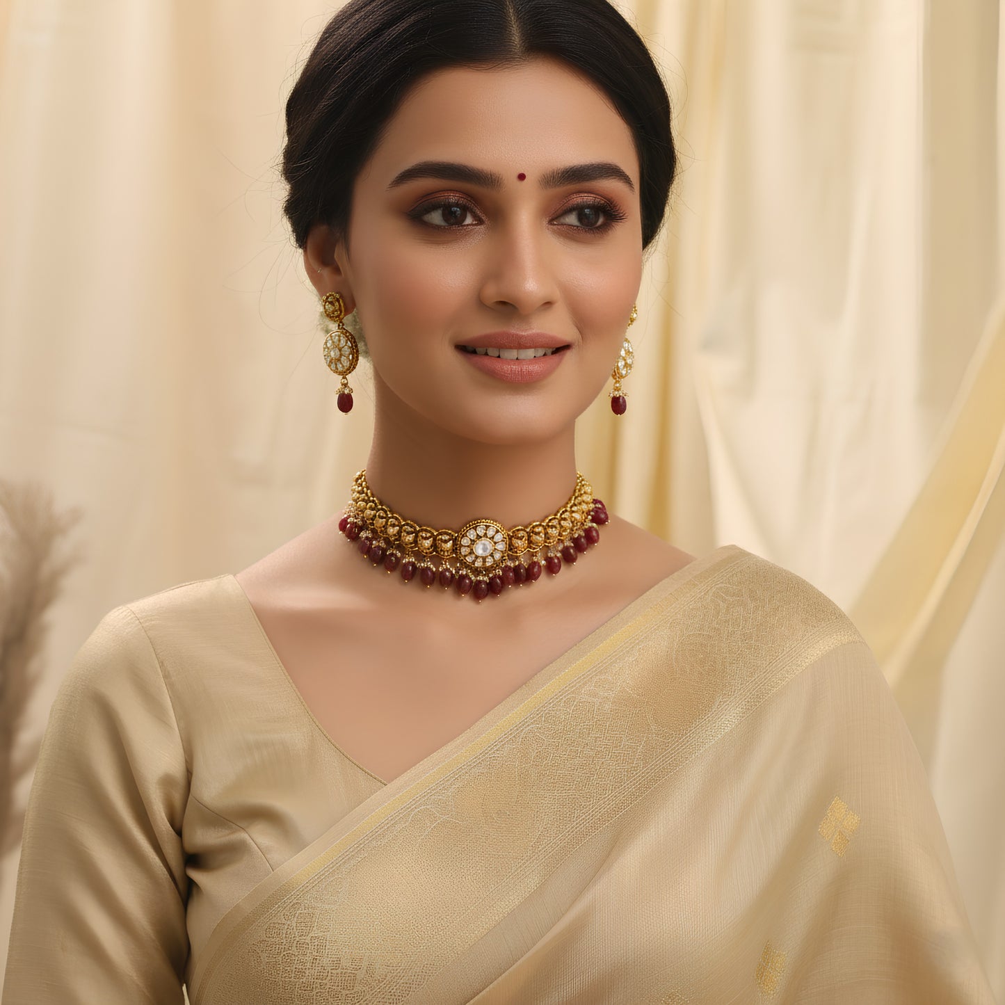 Parinaaz Moissanite Silver Choker Set