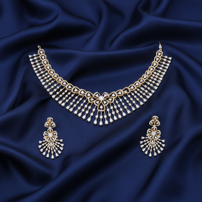Prafulti Zircon Silver Necklace Set