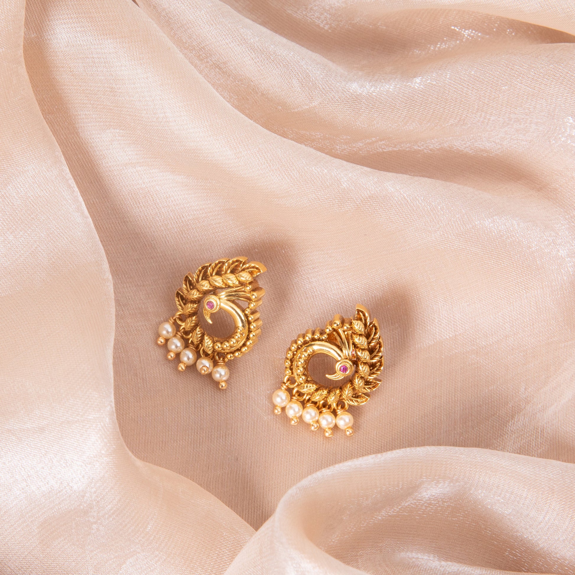 Mayil Antique Silver Stud Earrings
