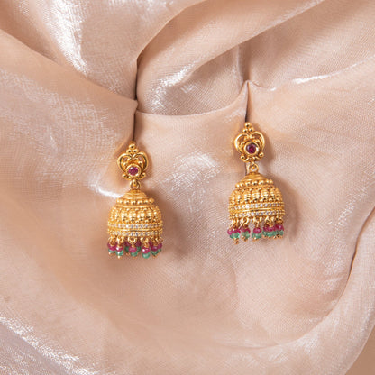 Lalitha Antique Silver Jhumka Earrings