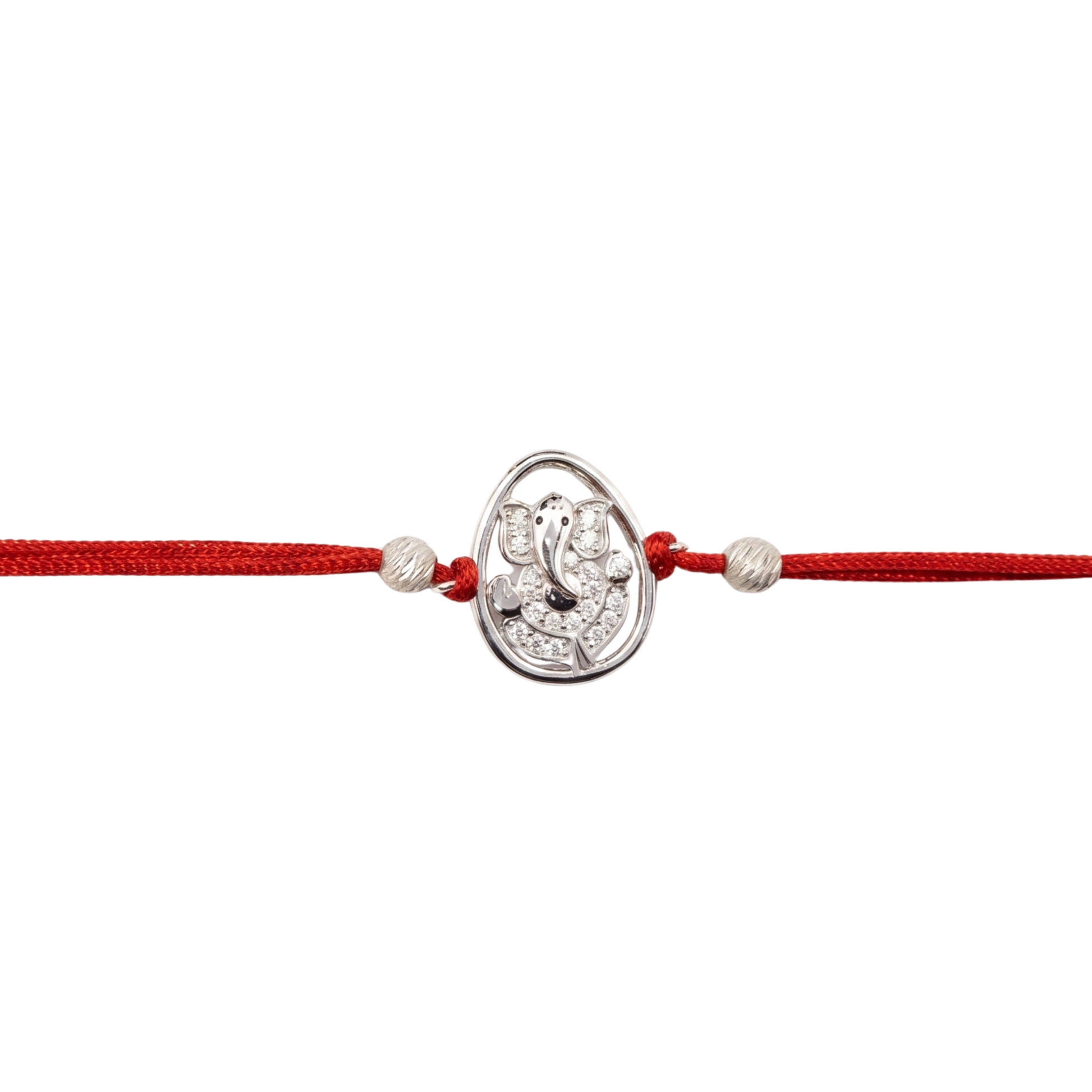 Ganesha CZ Silver Rakhi