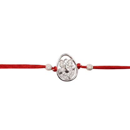 Ganesha CZ Silver Rakhi