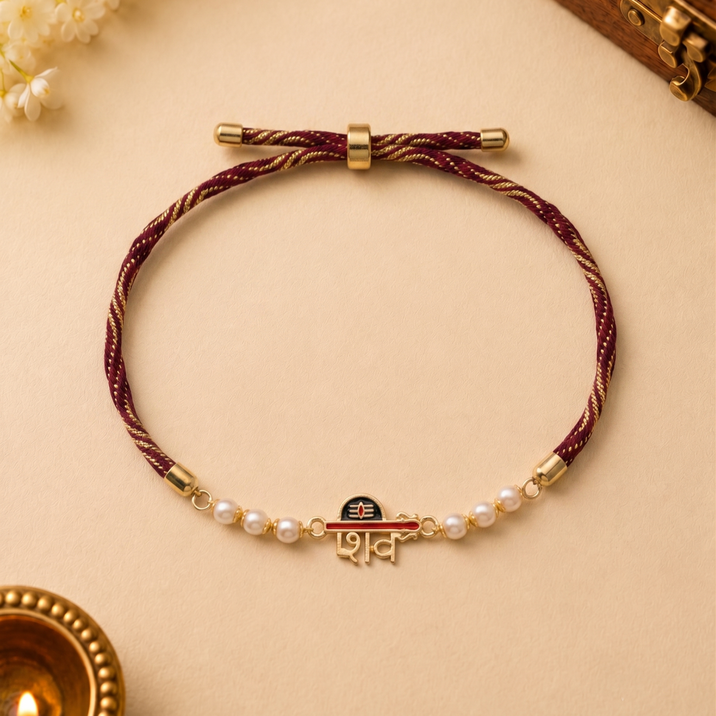 Shiv Gold Plated Silver Rakhi