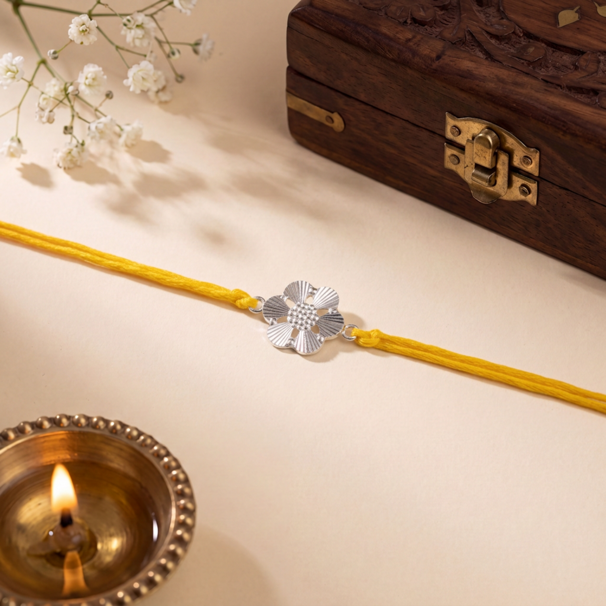 Pushp Silver Rakhi