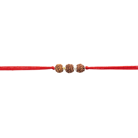 Trividh Rudraksha Silver Rakhi